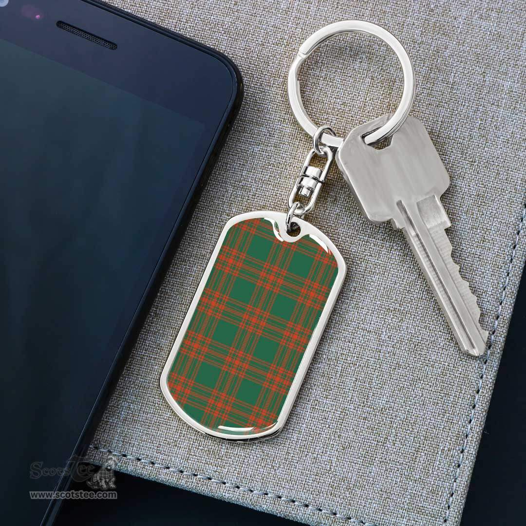 ScotsTee Shop Scottish Menzies Green Ancient Clan Dog Tag Pendant Tartan Luxury Keychain - Personalized Engraving