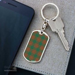 ScotsTee Shop Scottish Menzies Green Ancient Clan Dog Tag Pendant Tartan Luxury Keychain - Personalized Engraving