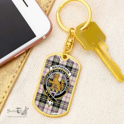 ScotsTee Shop Scottish MacPherson Dress Ancient Clan Crest Dog Tag Pendant Tartan Luxury Keychain - Personalized Engraving