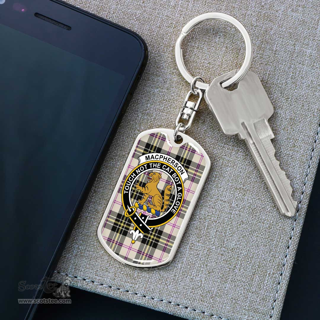 ScotsTee Shop Scottish MacPherson Dress Ancient Clan Crest Dog Tag Pendant Tartan Luxury Keychain - Personalized Engraving