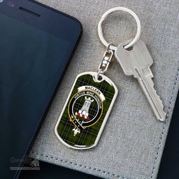 ScotsTee Shop Scottish MacLean Hunting Clan Crest Dog Tag Pendant Tartan Luxury Keychain - Personalized Engraving