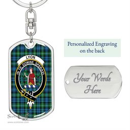 ScotsTee Shop Scottish Lyon Clan Clan Crest Dog Tag Pendant Tartan Luxury Keychain - Personalized Engraving