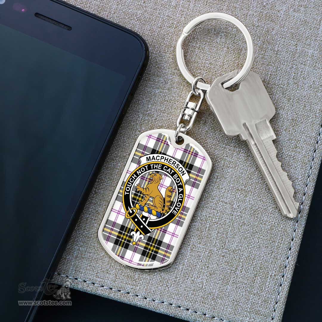 ScotsTee Shop Scottish MacPherson Dress Modern Clan Crest Dog Tag Pendant Tartan Luxury Keychain - Personalized Engraving