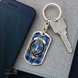 ScotsTee Shop Scottish MacKay Blue Clan Crest Dog Tag Pendant Tartan Luxury Keychain - Personalized Engraving