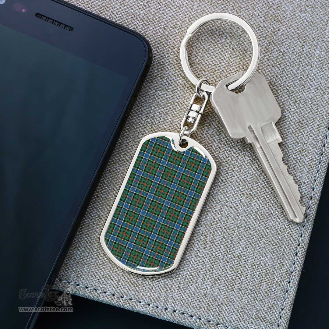ScotsTee Shop Scottish Ogilvie Hunting Ancient Clan Dog Tag Pendant Tartan Luxury Keychain - Personalized Engraving