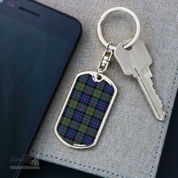 ScotsTee Shop Scottish MacPhedran Clan Dog Tag Pendant Tartan Luxury Keychain - Personalized Engraving