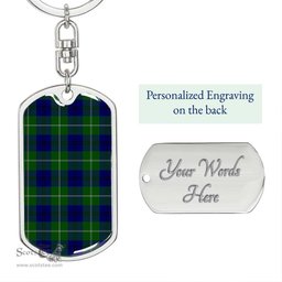 ScotsTee Shop Scottish Oliphant Modern Clan Dog Tag Pendant Tartan Luxury Keychain - Personalized Engraving