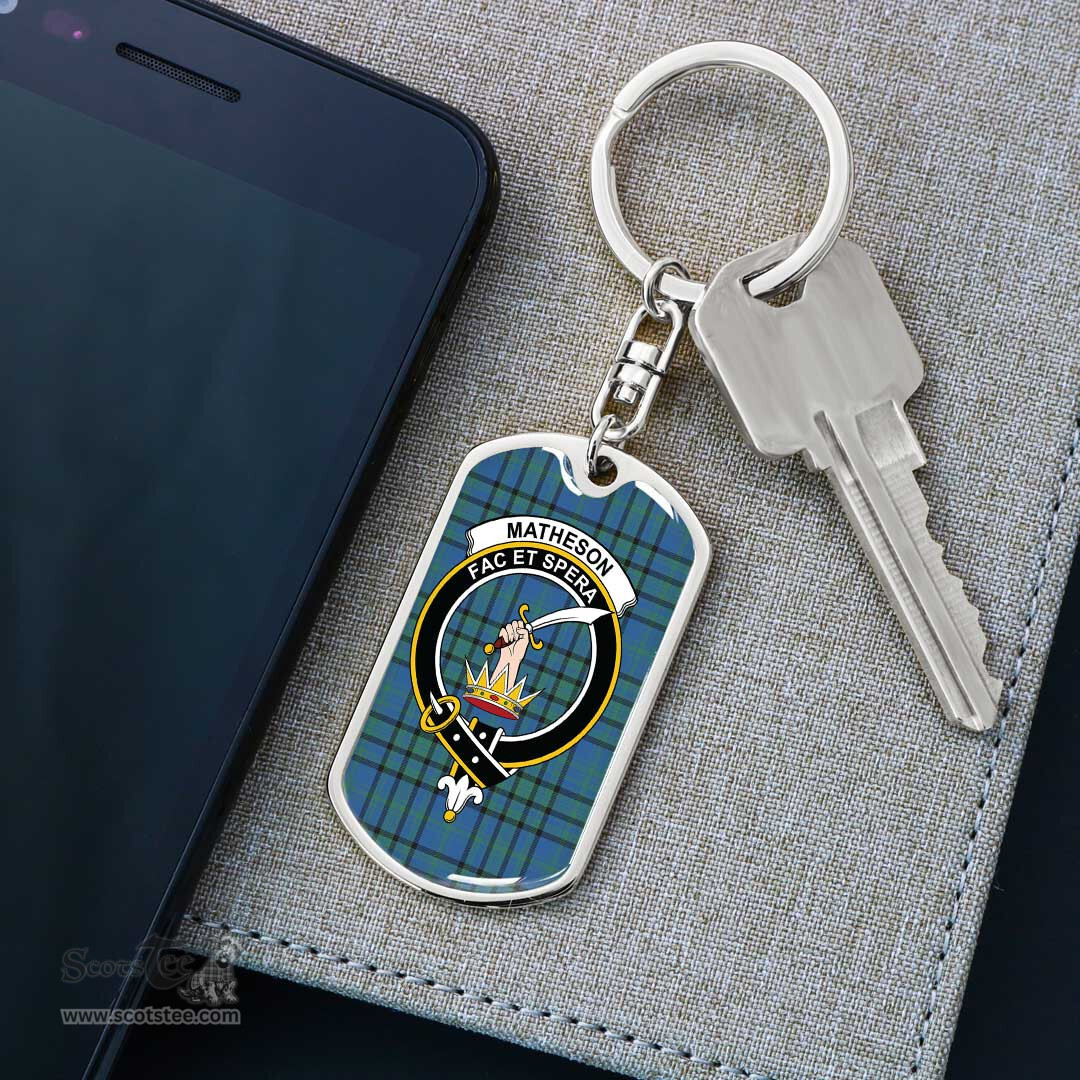 ScotsTee Shop Scottish Matheson Hunting Ancient Clan Crest Dog Tag Pendant Tartan Luxury Keychain - Personalized Engraving