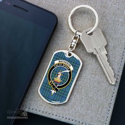 ScotsTee Shop Scottish Matheson Hunting Ancient Clan Crest Dog Tag Pendant Tartan Luxury Keychain - Personalized Engraving