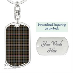 ScotsTee Shop Scottish MacKenzie Weathered Clan Dog Tag Pendant Tartan Luxury Keychain - Personalized Engraving