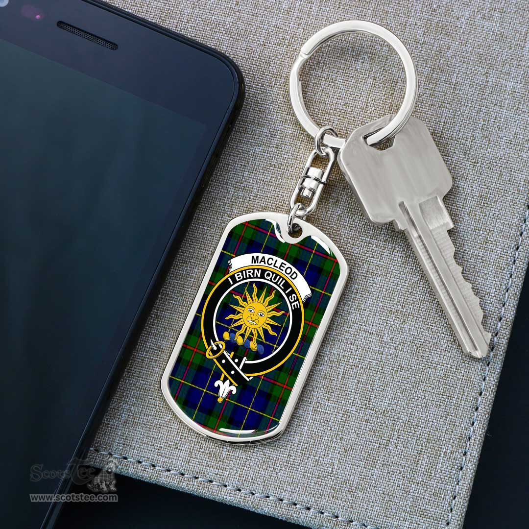 ScotsTee Shop Scottish MacLeod of Harris Modern Clan Crest Dog Tag Pendant Tartan Luxury Keychain - Personalized Engraving