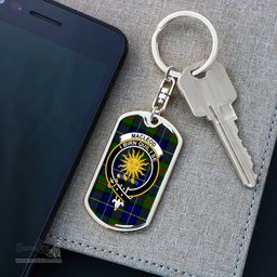 ScotsTee Shop Scottish MacLeod of Harris Modern Clan Crest Dog Tag Pendant Tartan Luxury Keychain - Personalized Engraving