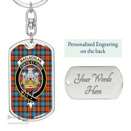 ScotsTee Shop Scottish MacLachlan Ancient Clan Crest Dog Tag Pendant Tartan Luxury Keychain - Personalized Engraving