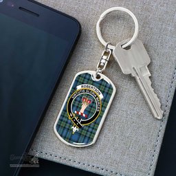 ScotsTee Shop Scottish Robertson Hunting Ancient Clan Crest Dog Tag Pendant Tartan Luxury Keychain - Personalized Engraving