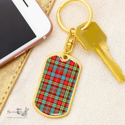 ScotsTee Shop Scottish Ogilvie Clan Dog Tag Pendant Tartan Luxury Keychain - Personalized Engraving