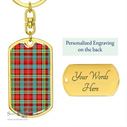 ScotsTee Shop Scottish Ogilvie Clan Dog Tag Pendant Tartan Luxury Keychain - Personalized Engraving