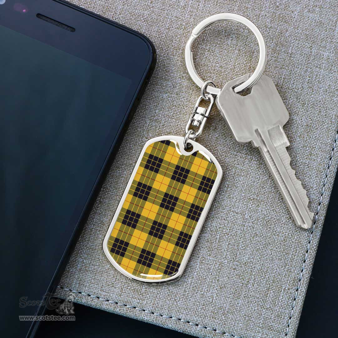 ScotsTee Shop Scottish MacLeod of Lewis Ancient Clan Dog Tag Pendant Tartan Luxury Keychain - Personalized Engraving