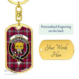 ScotsTee Shop Scottish Little Clan Crest Dog Tag Pendant Tartan Luxury Keychain - Personalized Engraving