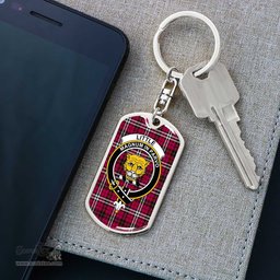 ScotsTee Shop Scottish Little Clan Crest Dog Tag Pendant Tartan Luxury Keychain - Personalized Engraving