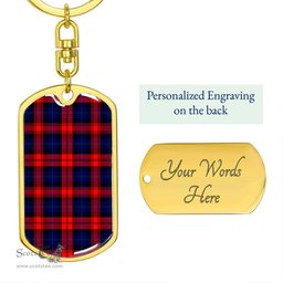 ScotsTee Shop Scottish MacLachlan Modern Clan Dog Tag Pendant Tartan Luxury Keychain - Personalized Engraving