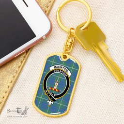 ScotsTee Shop Scottish MacIntyre Hunting Ancient Clan Crest Dog Tag Pendant Tartan Luxury Keychain - Personalized Engraving