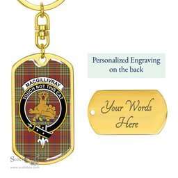 ScotsTee Shop Scottish MacGillivray Hunting Ancient Clan Crest Dog Tag Pendant Tartan Luxury Keychain - Personalized Engraving