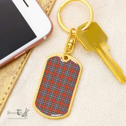 ScotsTee Shop Scottish MacFarlane Ancient Clan Dog Tag Pendant Tartan Luxury Keychain - Personalized Engraving