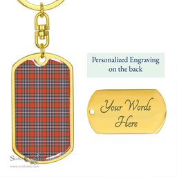 ScotsTee Shop Scottish MacFarlane Ancient Clan Dog Tag Pendant Tartan Luxury Keychain - Personalized Engraving