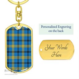 ScotsTee Shop Scottish Laing Clan Dog Tag Pendant Tartan Luxury Keychain - Personalized Engraving