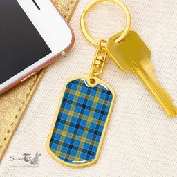 ScotsTee Shop Scottish Laing Clan Dog Tag Pendant Tartan Luxury Keychain - Personalized Engraving