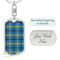 ScotsTee Shop Scottish Laing Clan Dog Tag Pendant Tartan Luxury Keychain - Personalized Engraving