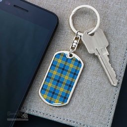 ScotsTee Shop Scottish Laing Clan Dog Tag Pendant Tartan Luxury Keychain - Personalized Engraving
