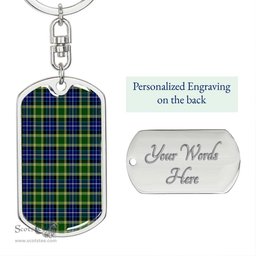 ScotsTee Shop Scottish MacKellar Clan Dog Tag Pendant Tartan Luxury Keychain - Personalized Engraving