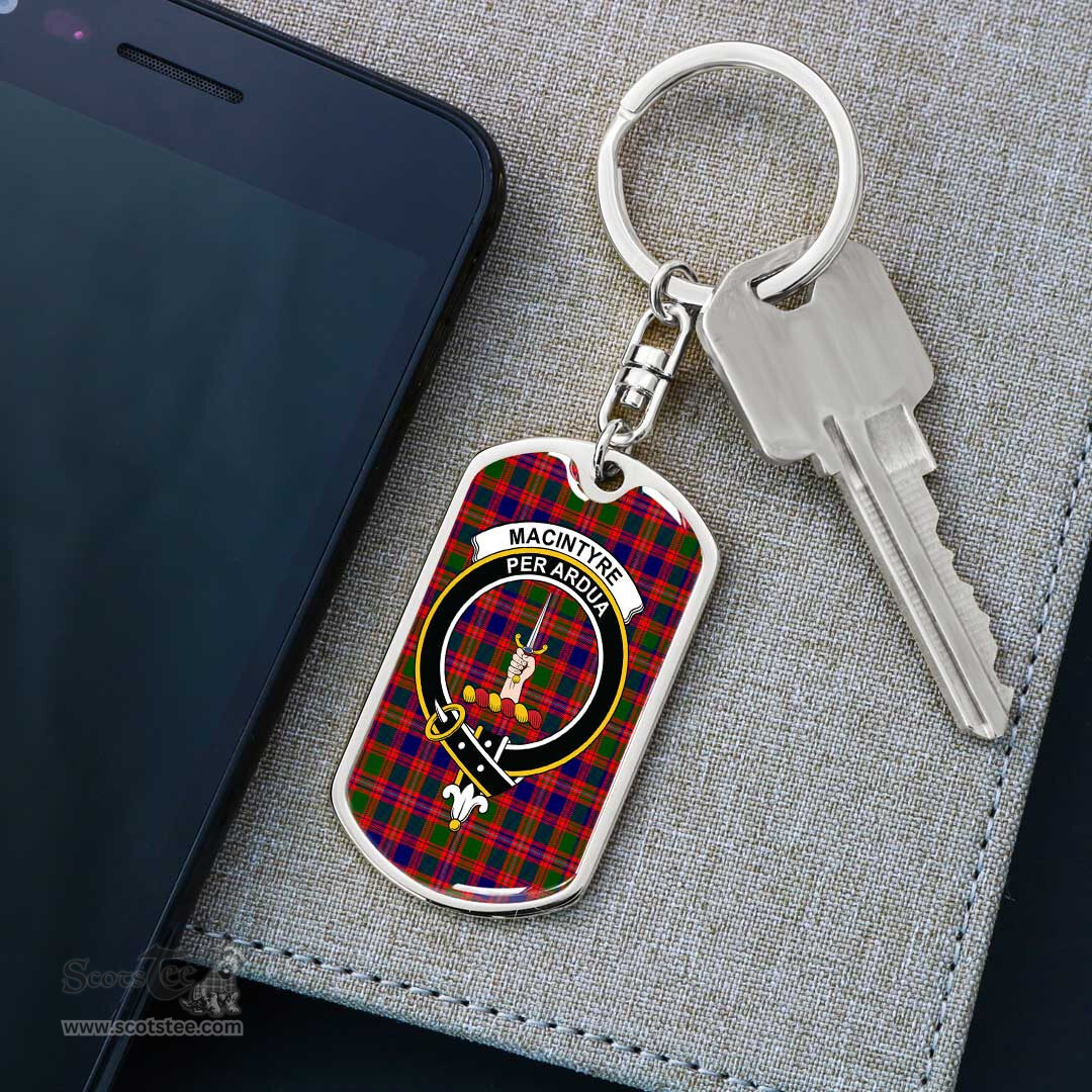 ScotsTee Shop Scottish MacIntyre Modern Clan Crest Dog Tag Pendant Tartan Luxury Keychain - Personalized Engraving