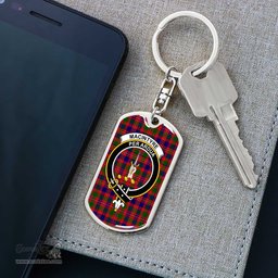 ScotsTee Shop Scottish MacIntyre Modern Clan Crest Dog Tag Pendant Tartan Luxury Keychain - Personalized Engraving