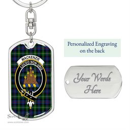 ScotsTee Shop Scottish MacKenzie Modern Clan Crest Dog Tag Pendant Tartan Luxury Keychain - Personalized Engraving