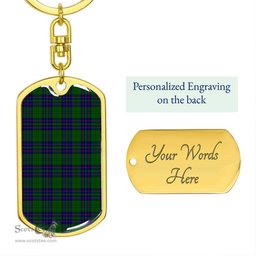 ScotsTee Shop Scottish Lockhart Modern Clan Dog Tag Pendant Tartan Luxury Keychain - Personalized Engraving