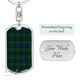 ScotsTee Shop Scottish Lockhart Modern Clan Dog Tag Pendant Tartan Luxury Keychain - Personalized Engraving
