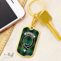 ScotsTee Shop Scottish MacArthur Ancient Clan Crest Dog Tag Pendant Tartan Luxury Keychain - Personalized Engraving
