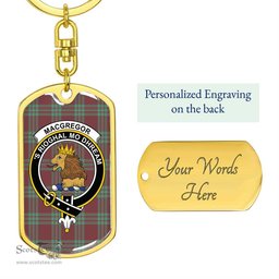 ScotsTee Shop Scottish MacGregor Hunting Ancient Clan Crest Dog Tag Pendant Tartan Luxury Keychain - Personalized Engraving