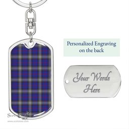 ScotsTee Shop Scottish Kinnaird Clan Dog Tag Pendant Tartan Luxury Keychain - Personalized Engraving