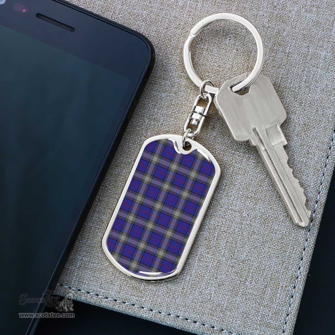 ScotsTee Shop Scottish Kinnaird Clan Dog Tag Pendant Tartan Luxury Keychain - Personalized Engraving