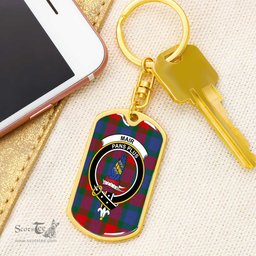 ScotsTee Shop Scottish Mar Clan Crest Dog Tag Pendant Tartan Luxury Keychain - Personalized Engraving