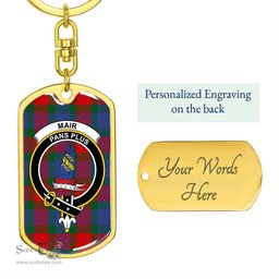 ScotsTee Shop Scottish Mar Clan Crest Dog Tag Pendant Tartan Luxury Keychain - Personalized Engraving
