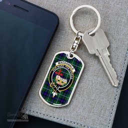 ScotsTee Shop Scottish MacDonald of the Isles Hunting Modern Clan Crest Dog Tag Pendant Tartan Luxury Keychain - Personalized Engraving