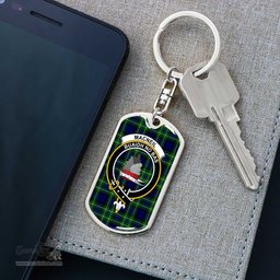 ScotsTee Shop Scottish MacNeil of Colonsay Modern Clan Crest Dog Tag Pendant Tartan Luxury Keychain - Personalized Engraving