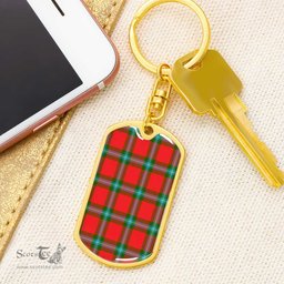 ScotsTee Shop Scottish MacLaine of Loch Buie Clan Dog Tag Pendant Tartan Luxury Keychain - Personalized Engraving