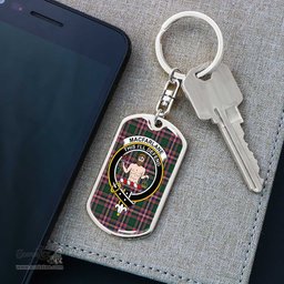 ScotsTee Shop Scottish MacFarlane Hunting Modern Clan Crest Dog Tag Pendant Tartan Luxury Keychain - Personalized Engraving