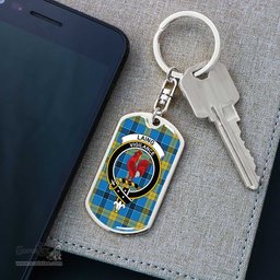 ScotsTee Shop Scottish Laing Clan Crest Dog Tag Pendant Tartan Luxury Keychain - Personalized Engraving