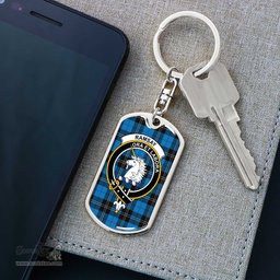 ScotsTee Shop Scottish Ramsay Blue Ancient Clan Crest Dog Tag Pendant Tartan Luxury Keychain - Personalized Engraving